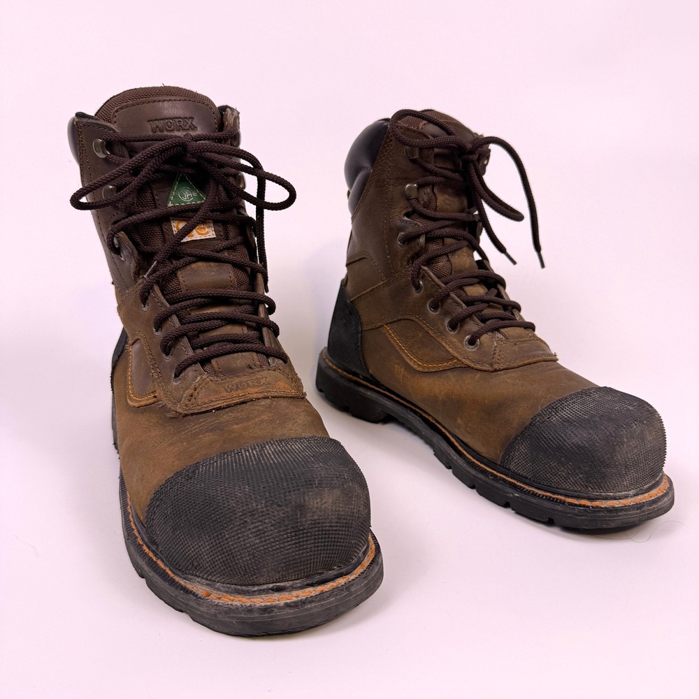 WORX By Red Wing Work Boots Mens 9.5 Brown Steel Toe CSA Electrical Hazard